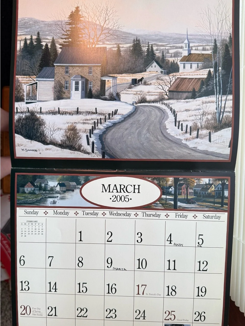 LANG 2005 Road Home Wall Calendar Featuring Paintings by Bill Saunders/ Used